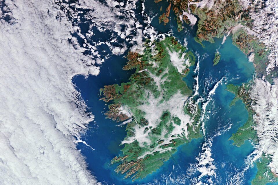 The island of Ireland in the North Atlantic Ocean